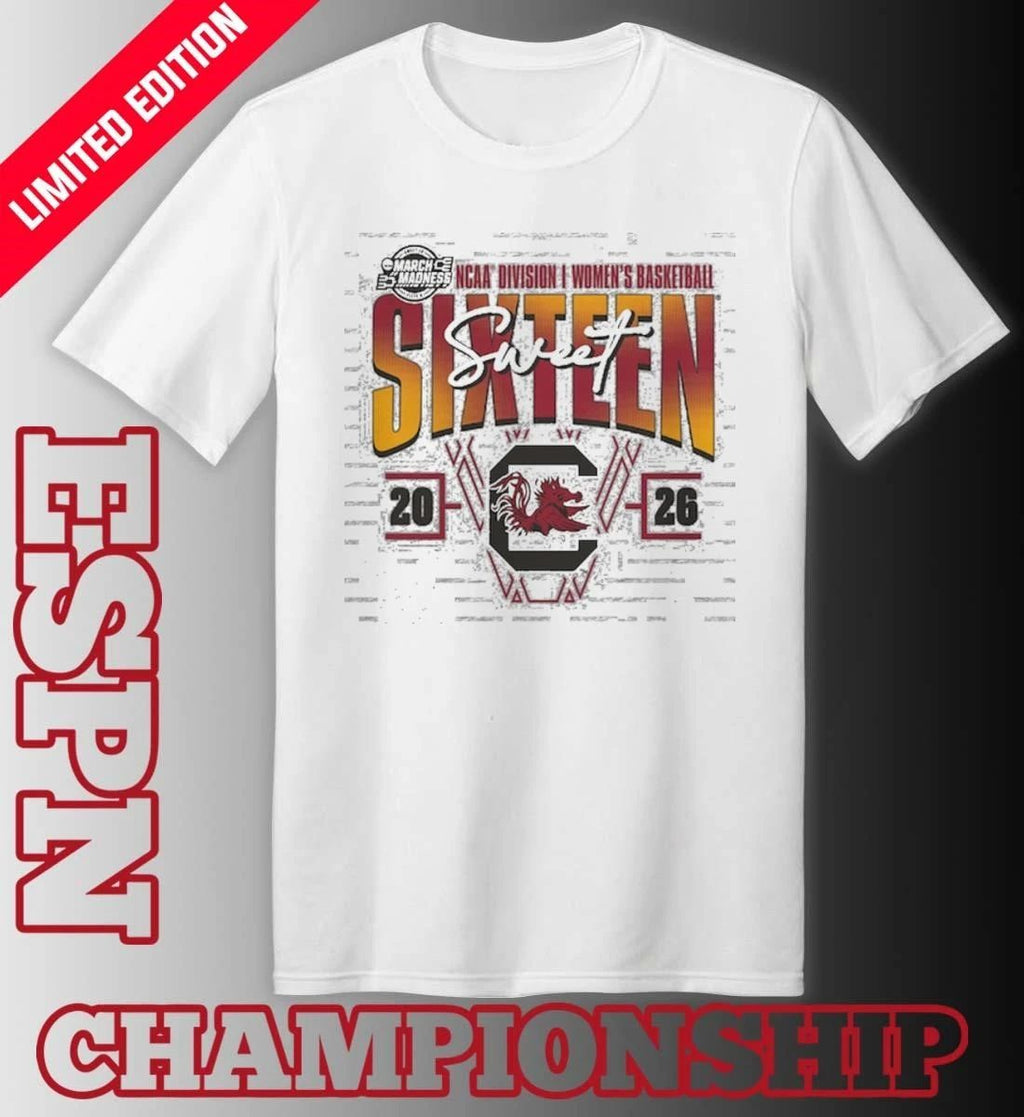 South Carolina Gamecocks 2026 NCAA Women’s Basketball Tournament March Madness Sweet 16 Court Shot T-Shirt