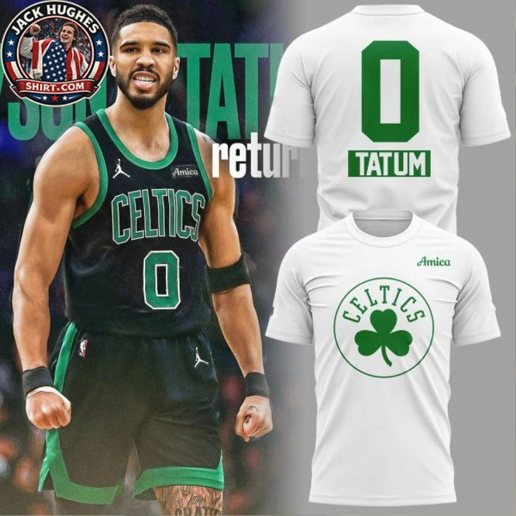 Boston Celtics St. Patrick’s Day 2026 Jayson Tatum Back To 0 Logo Two Sided Shirt
