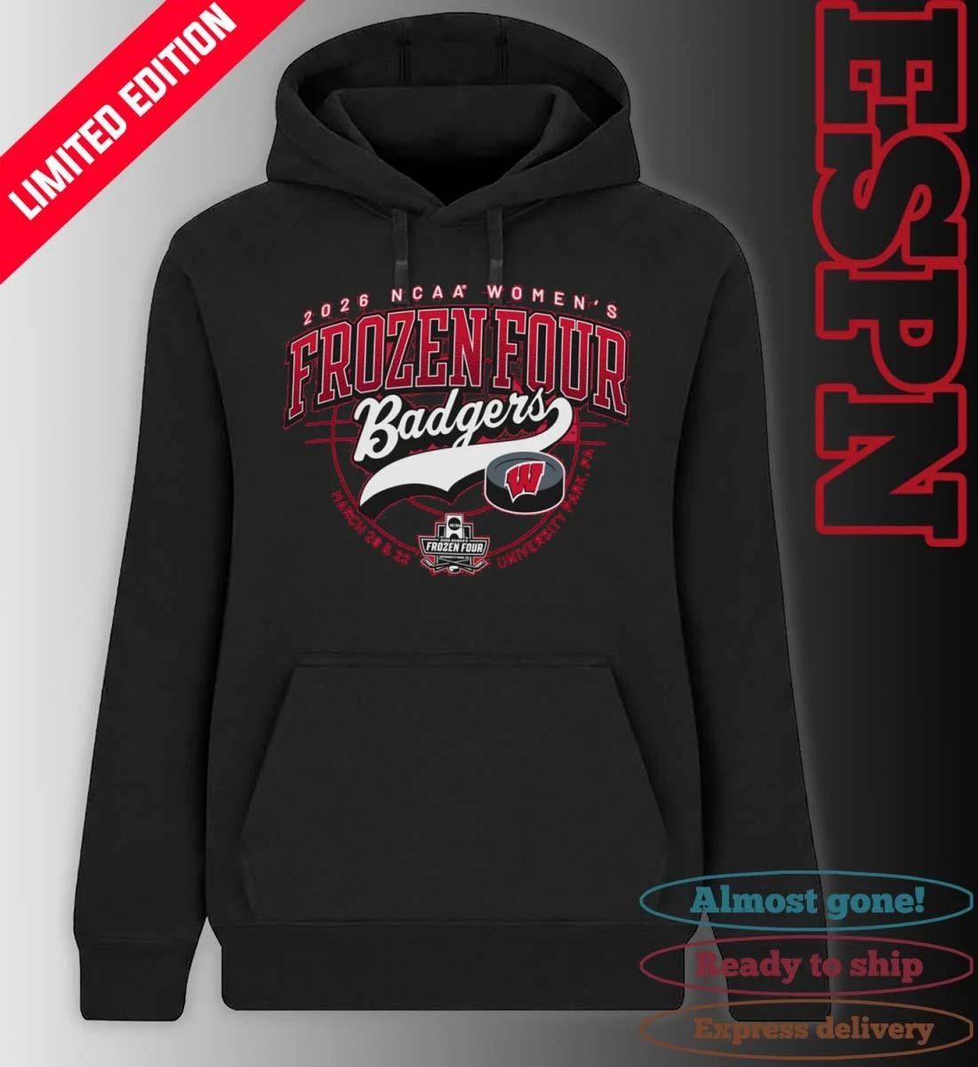 Wisconsin Badgers 2026 NCAA Women’s Ice Hockey Frozen Four Shirt