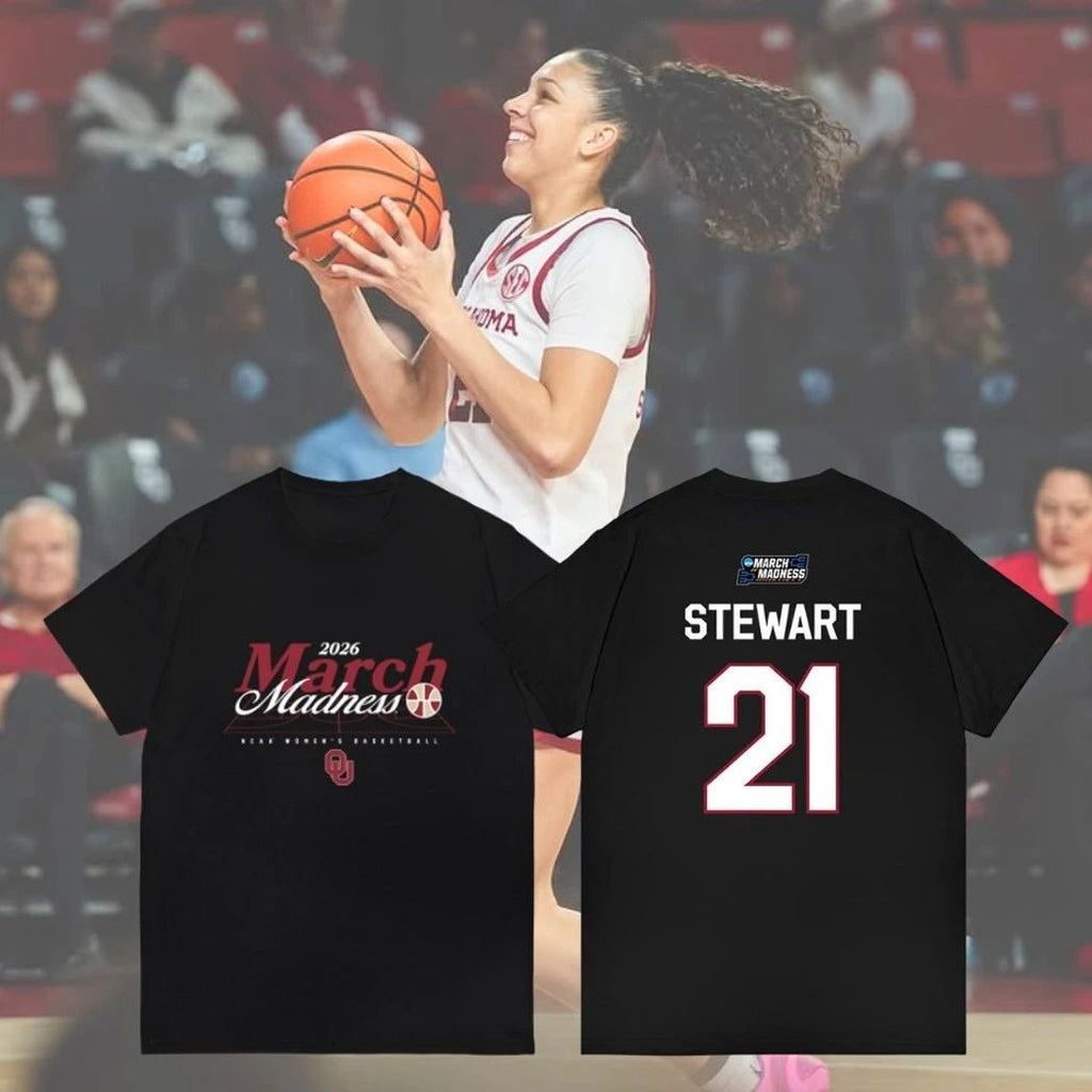 Stewart #21 Oklahoma Sooners Women’s Basketball 2026 March Madness Souvenir Shirt