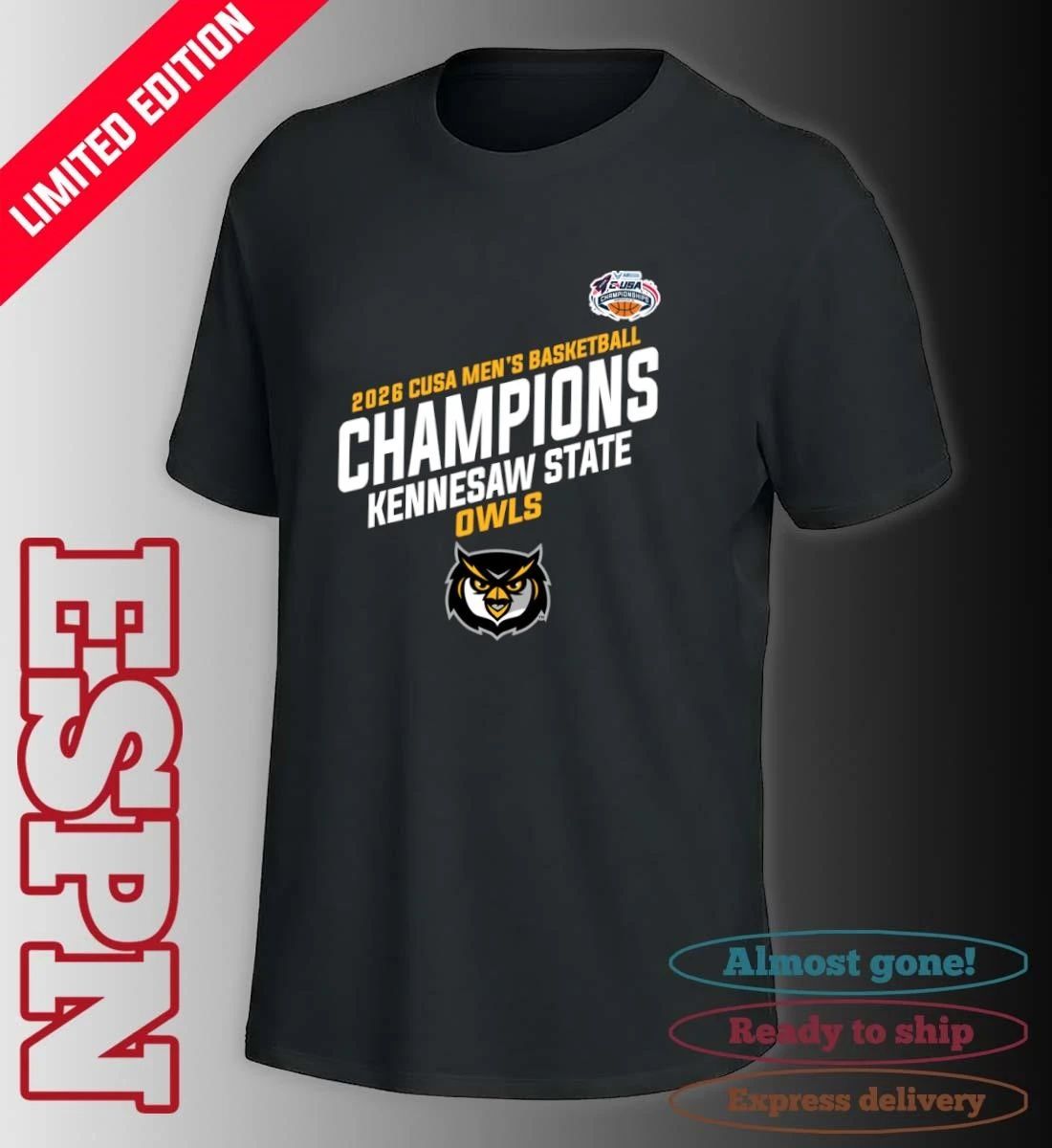 Kennesaw State Owls C-USA Men’s Basketball Tournament Champions Locker Room T-Shirt