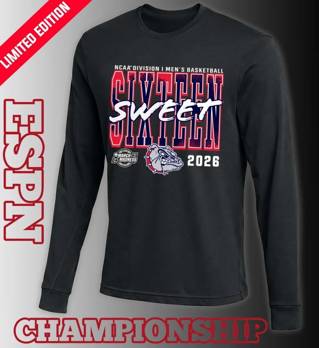Gonzaga Bulldogs 2026 NCAA Men’s Basketball Tournament March Madness Sweet 16 T-Shirt