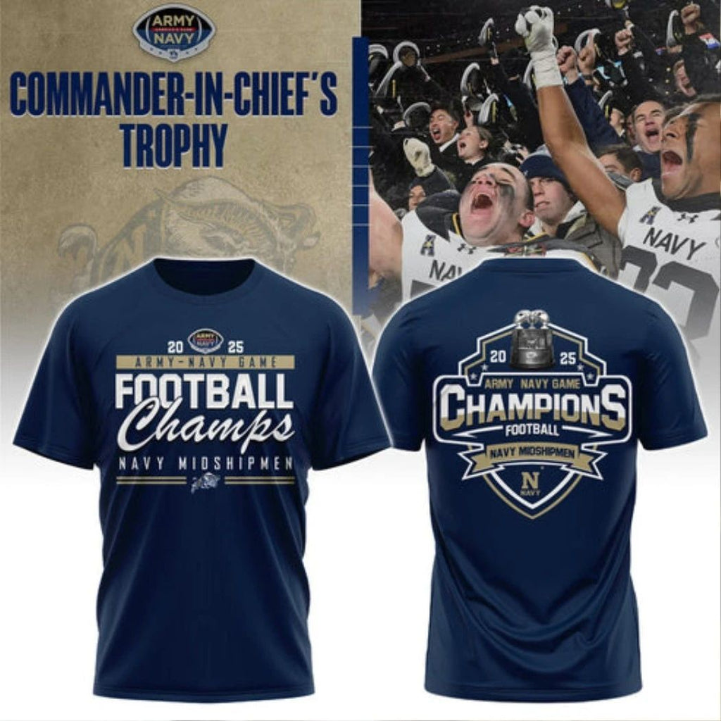 Navy Midshipmen 2025 Army-Navy Game Football Champs Logo Two Sided Shirt