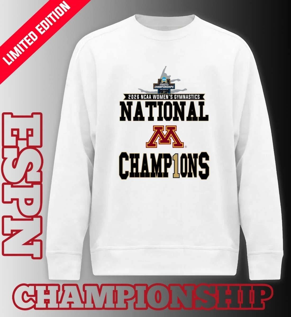 University of Minnesota Women’s Gymnastics 2026 NCAA National Champions Locker Room T-Shirt
