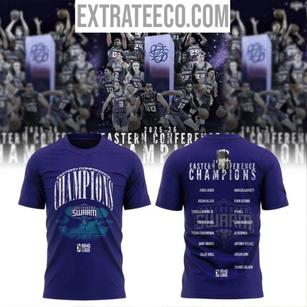 Greensboro Swarm 2026 NBA G-League Eastern Conference Champions Logo Two Sided Shirt