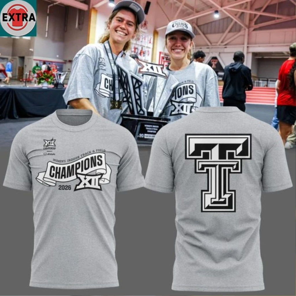 Texas Tech Red Raiders 2026 Women’ s Indoor Track & Field Champions Logo Two Sided Hoodie T-Shirt