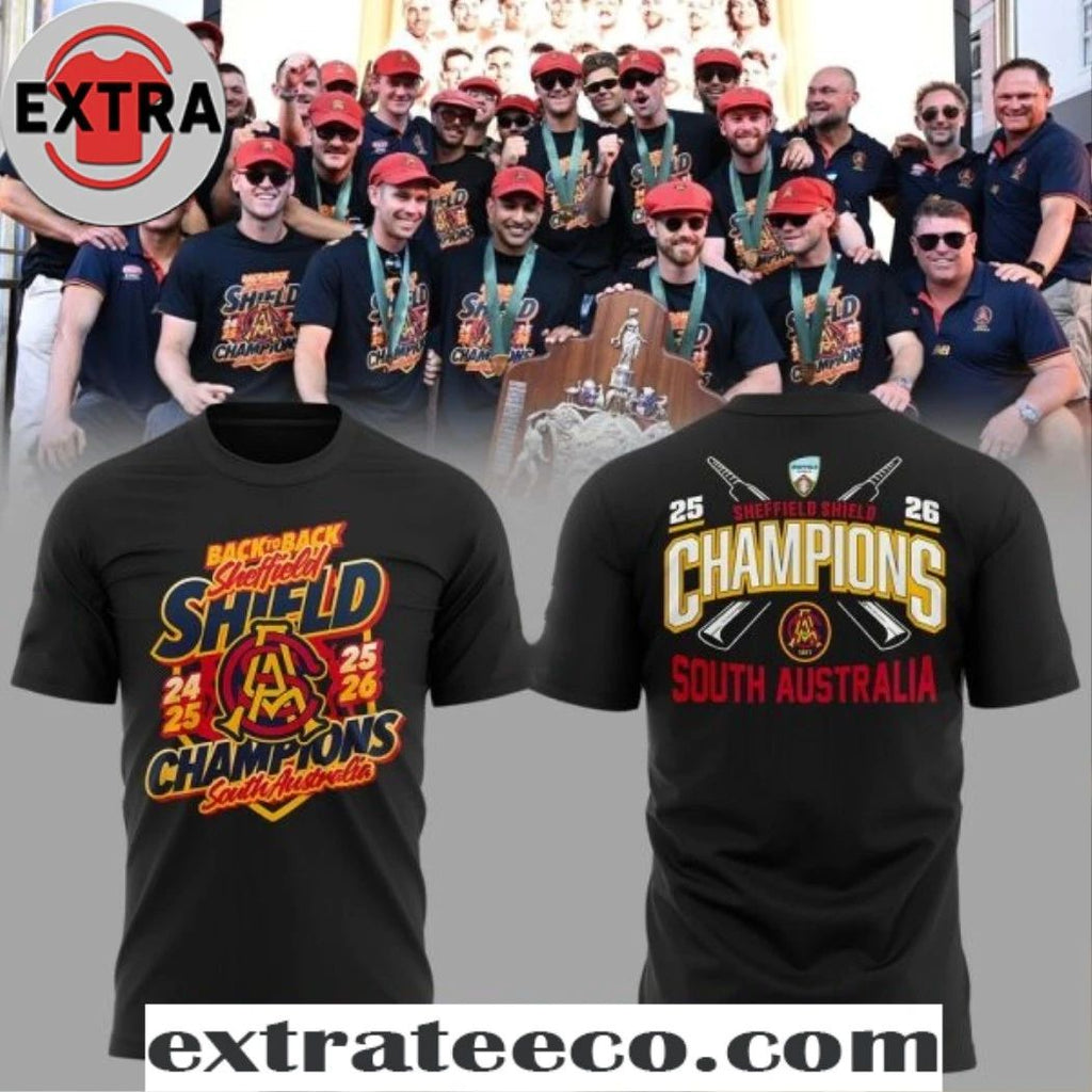 Back To Back 2026 Sheffield Shield Champions South Australia Logo Two Sided T-Shirt – Perfect Gift for Men & Women
