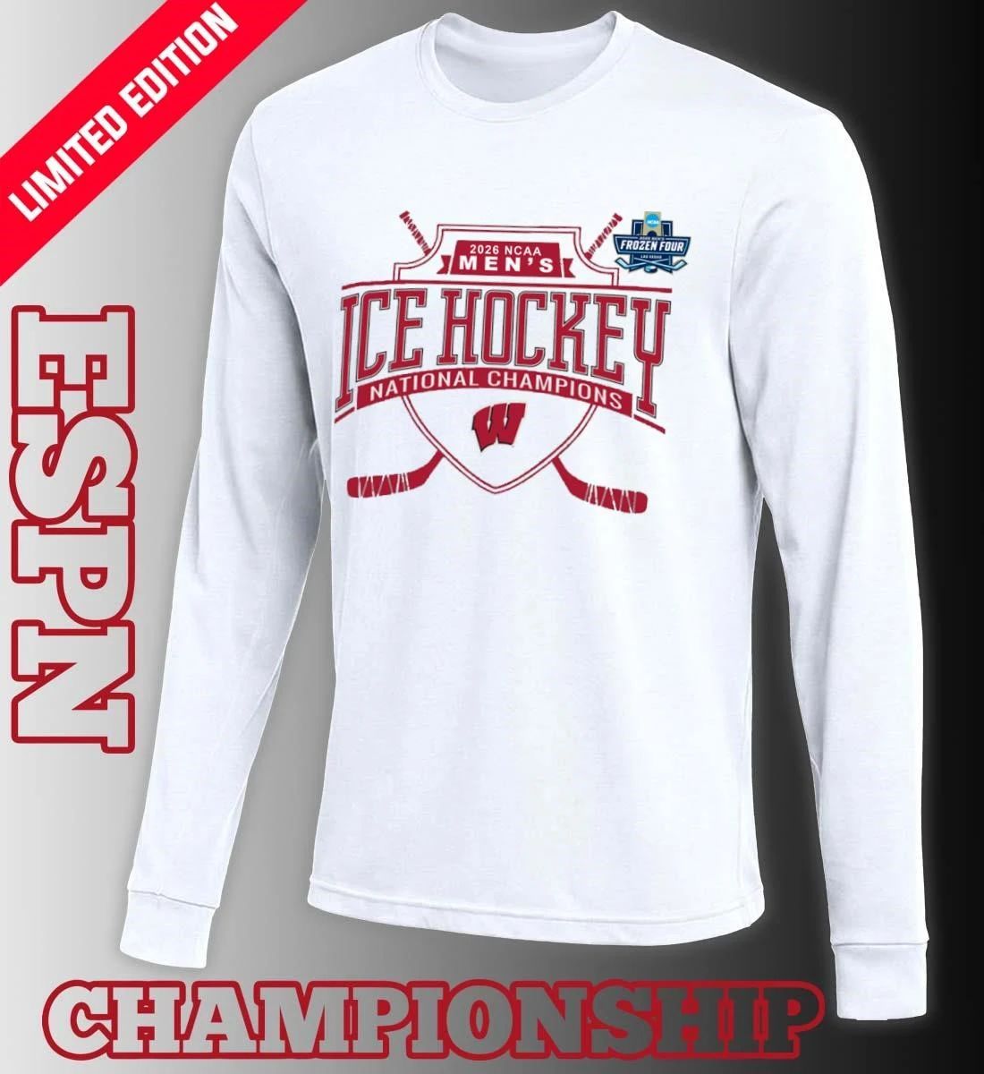Wisconsin Badgers 2026 NCAA Men’s Ice Hockey National Champions T-Shirt
