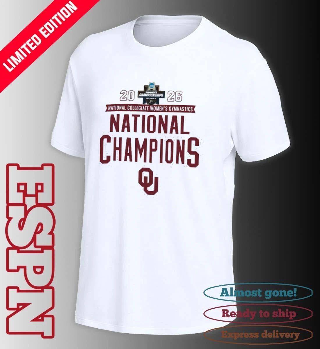 Oklahoma Sooners 2026 NCAA Women’s Gymnastics National Champions Official T-Shirt