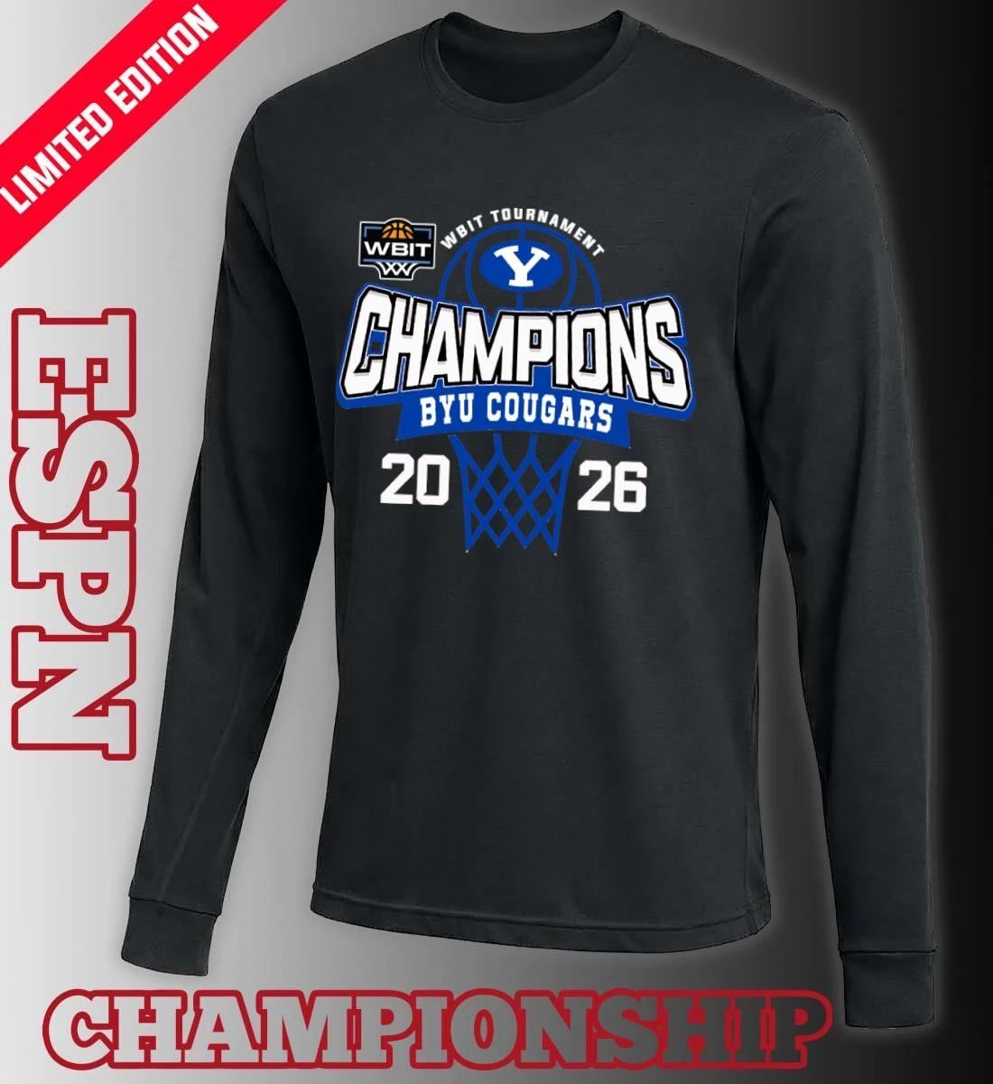 WBIT Tournament Champions 2026 BYU Cougars Basketball T-Shirt