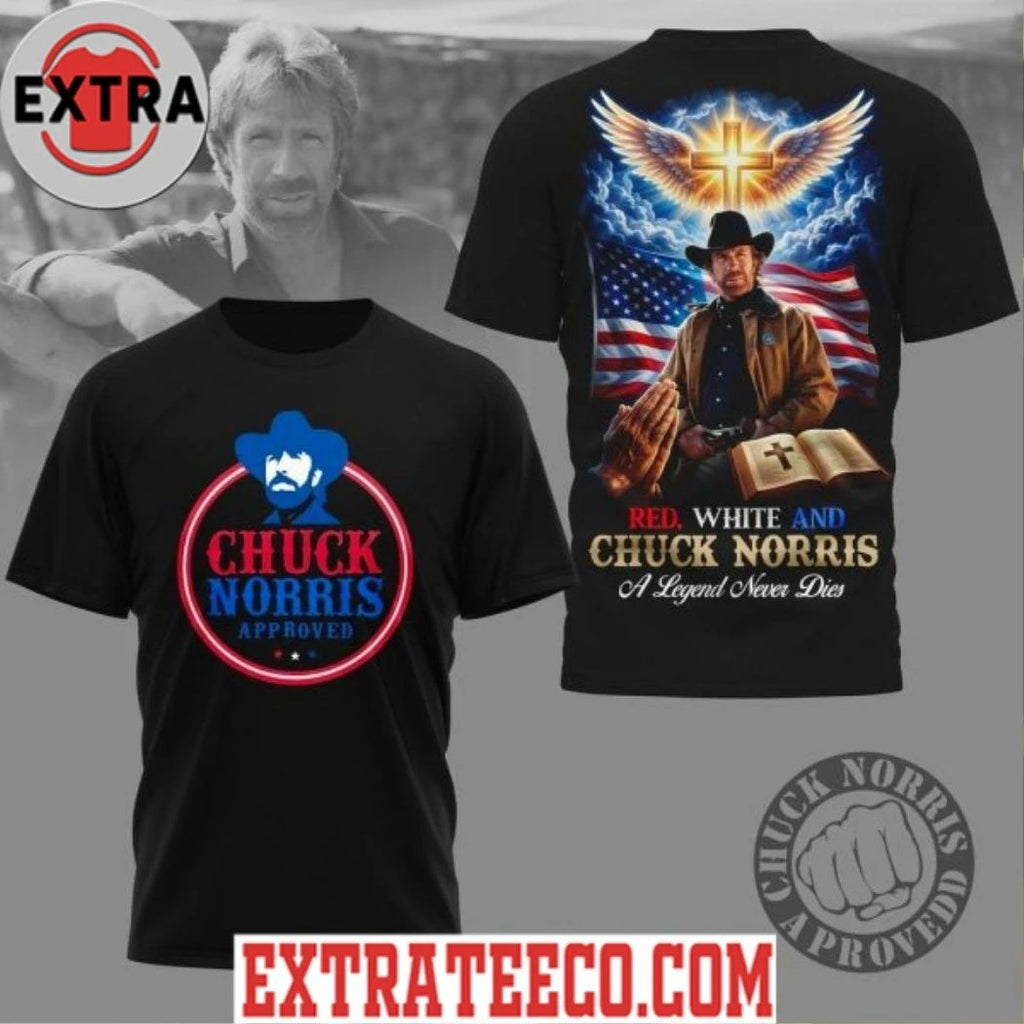 Red, White And Chuck Norris A Legend Never Dies T-Shirt