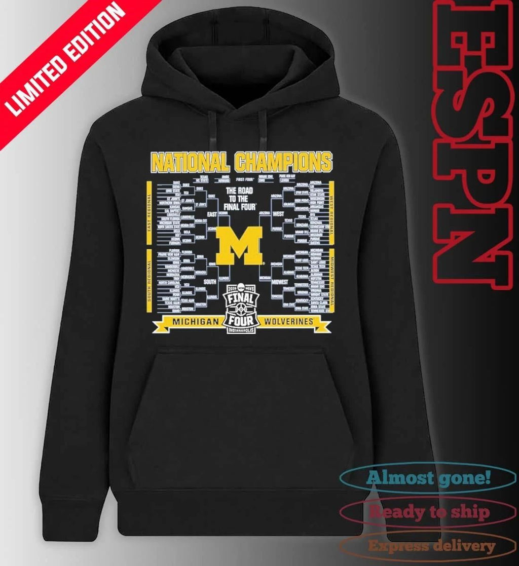 Michigan Wolverines 2026 NCAA Men’s Basketball National Champions Vintage Bracket T-Shirt