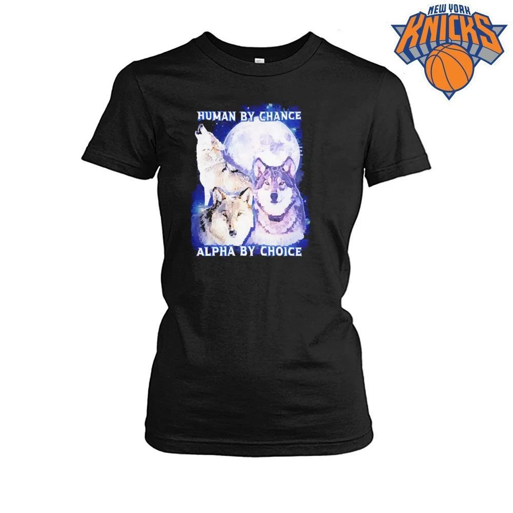 Human By Chance Alpha By Choice Three Wolves Howling Full Moon Shirt