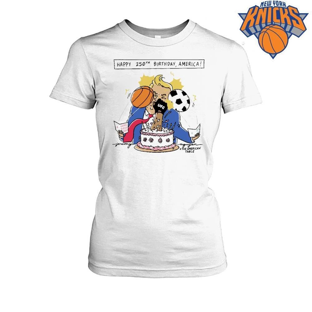 Happy 4th of July Donald Trump 250th Birthday America Basketball Soccer UFC Punch Cake shirt