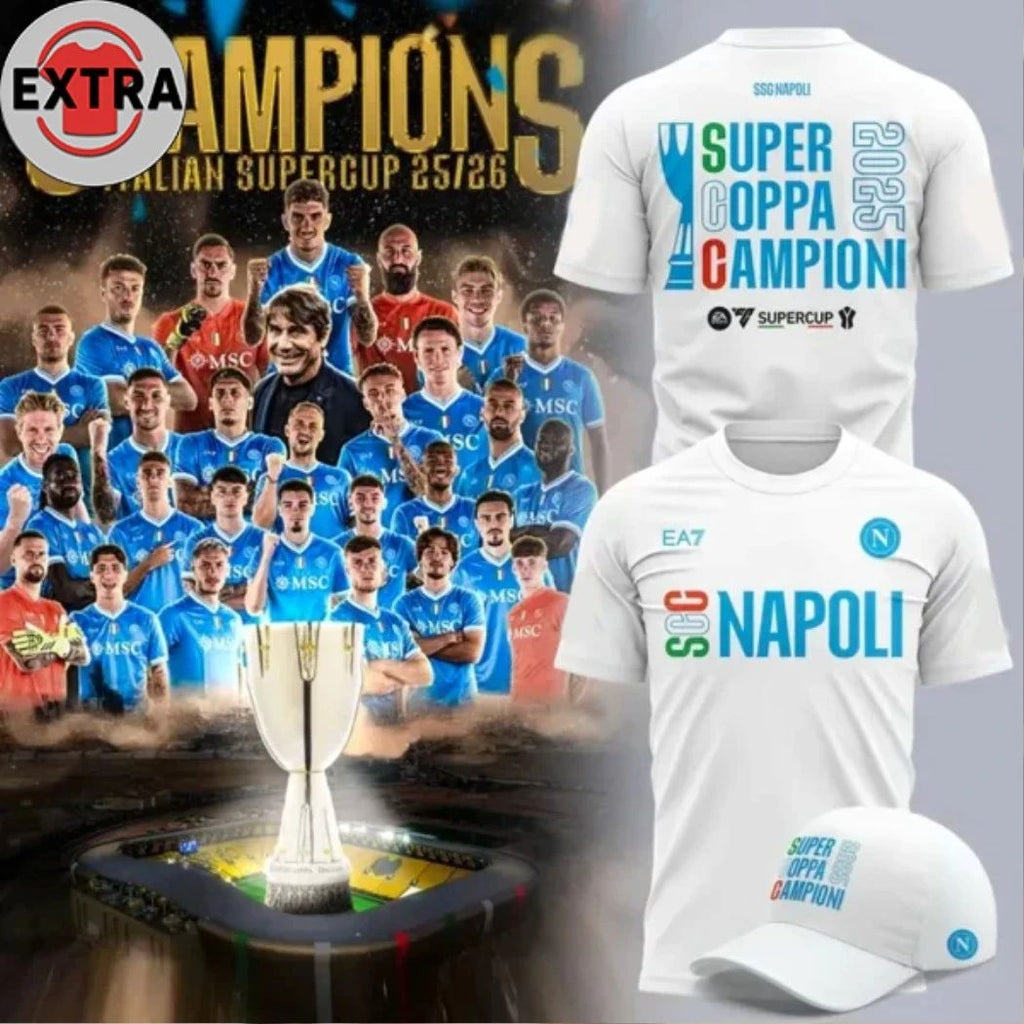 SSC Napoli Supercoppa 2025 Logo Hoodie Shirt