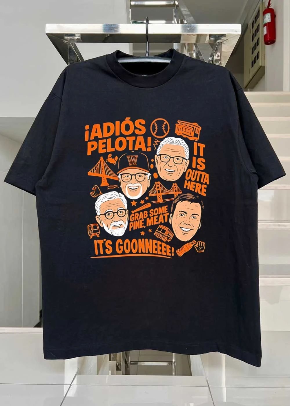 Adios Pelota It Is Outta Here Grab Some Pine Meat Its Goonneeee Baseball Broadcasters Caricature shirt