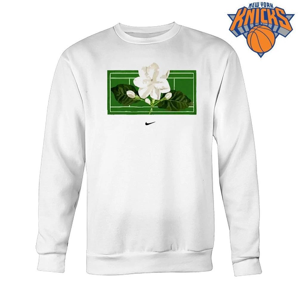 White Jasmine Flower Green Tennis Court Minimalist shirt