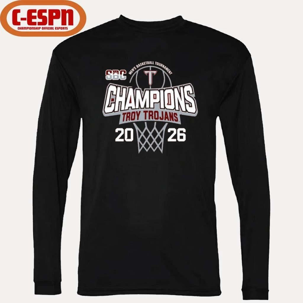 Troy University Trojans 2026 Sun Belt Men’s Basketball Tournament Champions T-Shirt