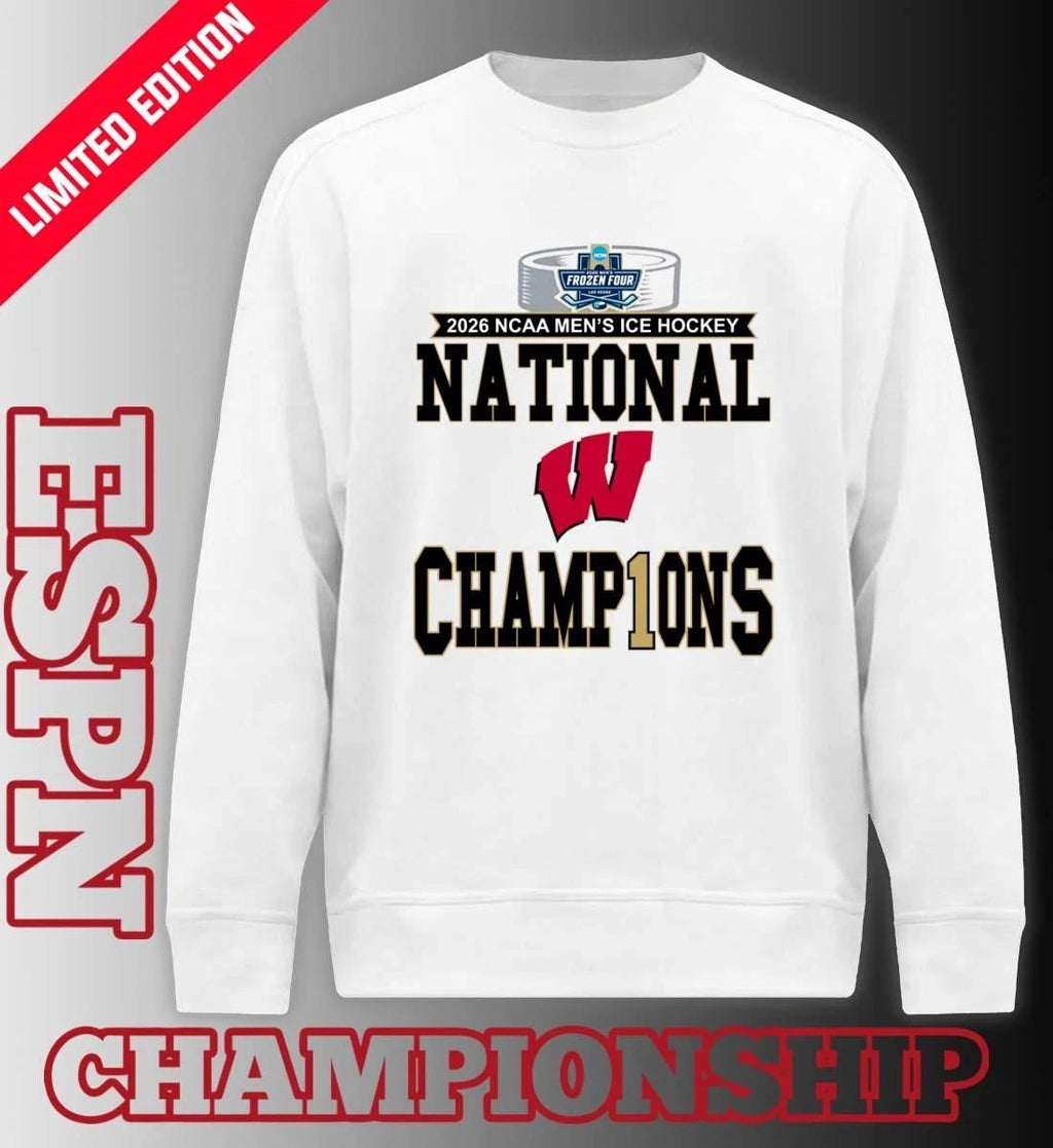 Wisconsin Badgers 2026 NCAA Frozen Four Men’s Ice Hockey National Champions Locker Room T-Shirt