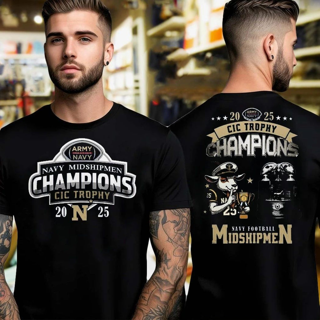 Navy Midshipmen Back To Back ICC Trophy Champions Logo 2025 Shirt