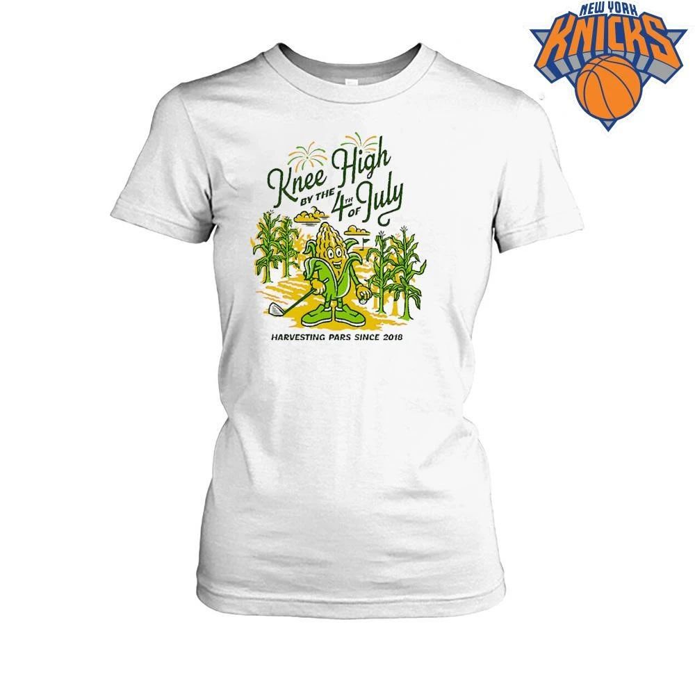 Knee High by the 4th of July Corn Golfer Cartoon Funny Harvesting Pars Sports Retro shirt