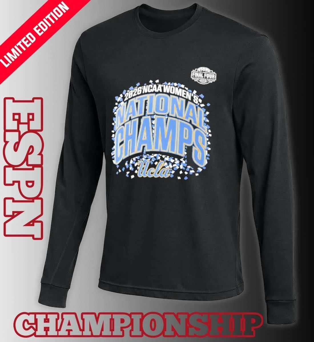 UCLA Bruins NCAA DI Women’s Basketball National Champions Confetti T-Shirt