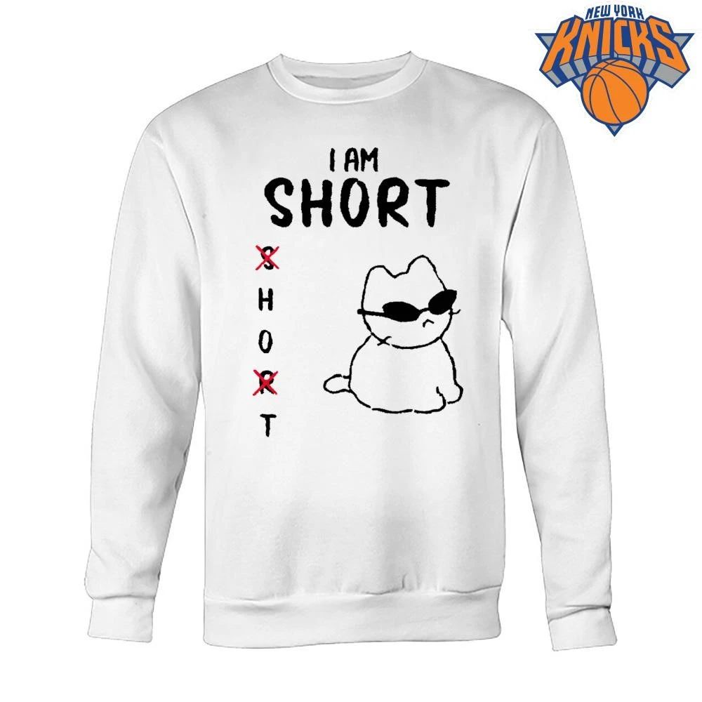 I Am Short Hot Funny Cat Wearing Sunglasses Acronym Meme Cross Out Text Shirt