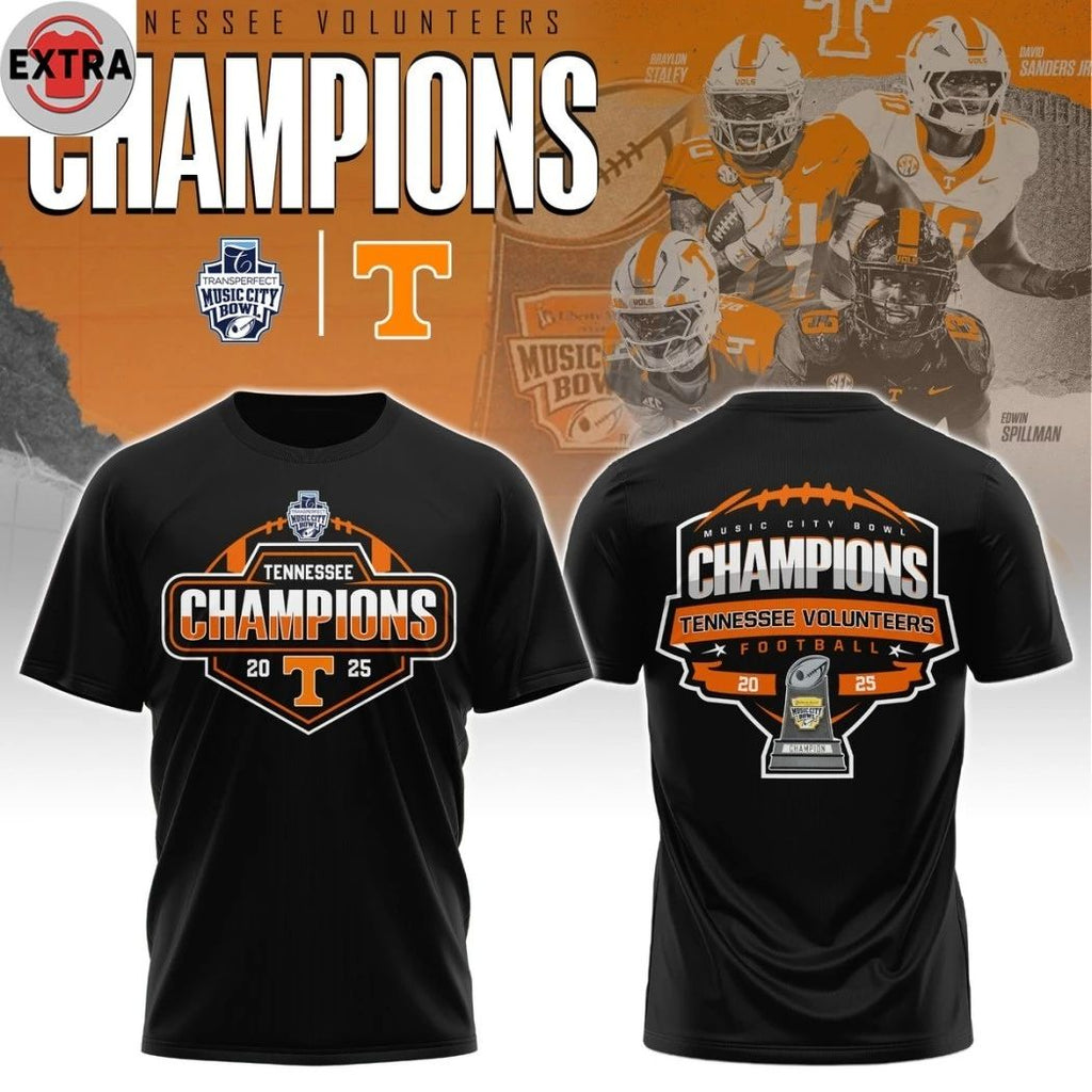 Tennessee Volunteers Music City Bowl Champions Cup And Logo Hoodie T-Shirt