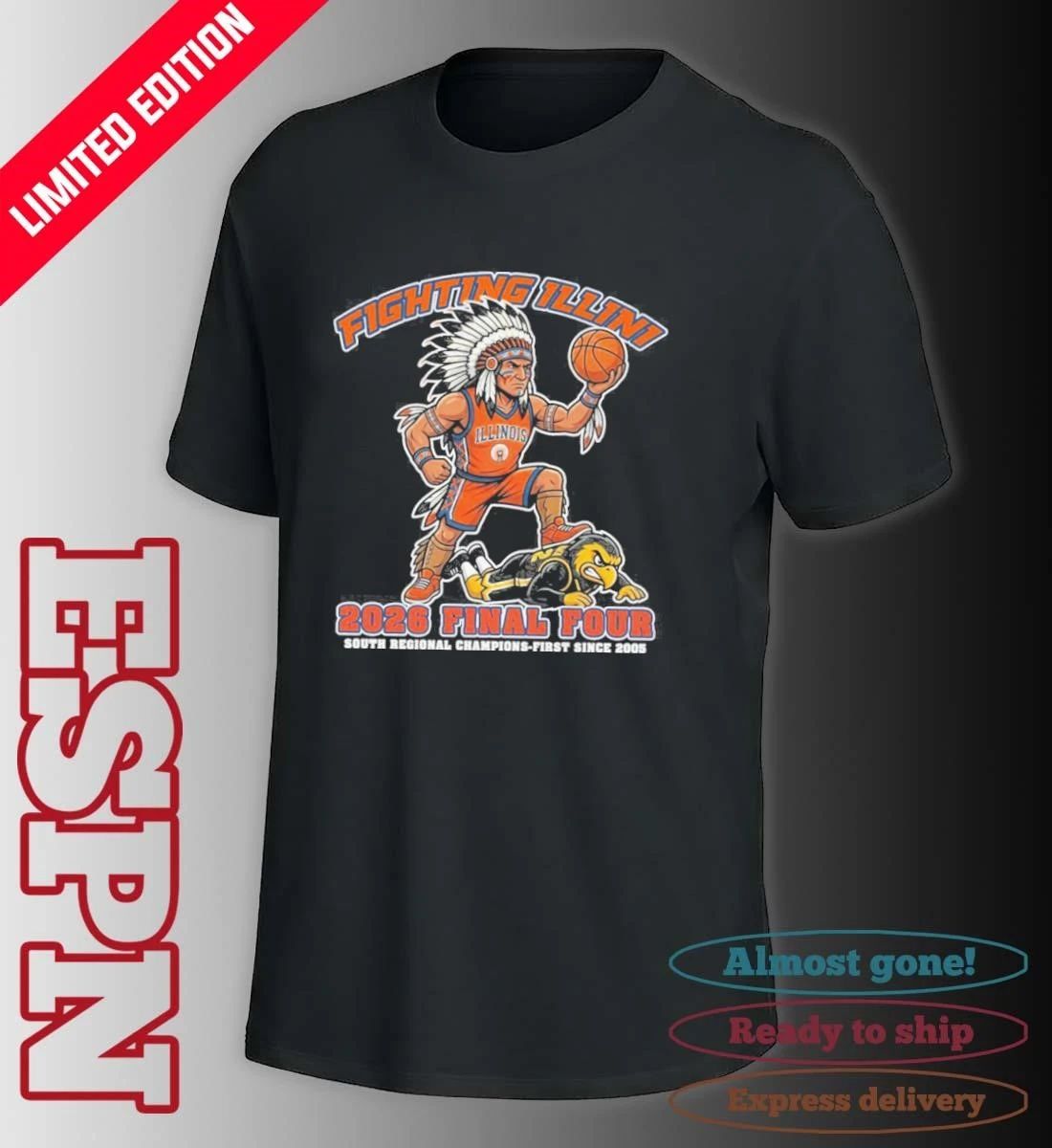 Illinois Fighting Illini Men’s Basketball Beat Iowa Hawkeyes 2026 Final Four Regional Champions Shirt