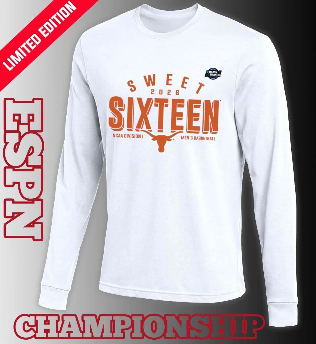 Sweet 16 Texas Longhorns 2026 NCAA Men’s Basketball T-Shirt