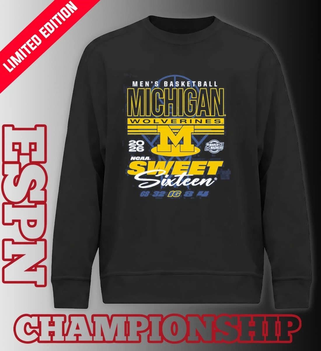Something Inked Michigan Wolverines 2026 NCAA March Madness Sweet 16 Bound Net Shirt
