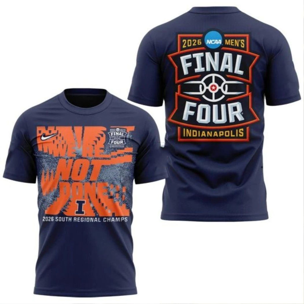 Illinois Fighting Illini 2026 NCAA Men’s Final Four Indianapolis Navy Logo Two Sided Shirt- Top-Rated Gift for College Basketball Lovers