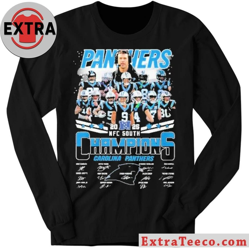 Carolina Panthers NFC South Division 2025-2026 Champions Signature And Logo Shirt