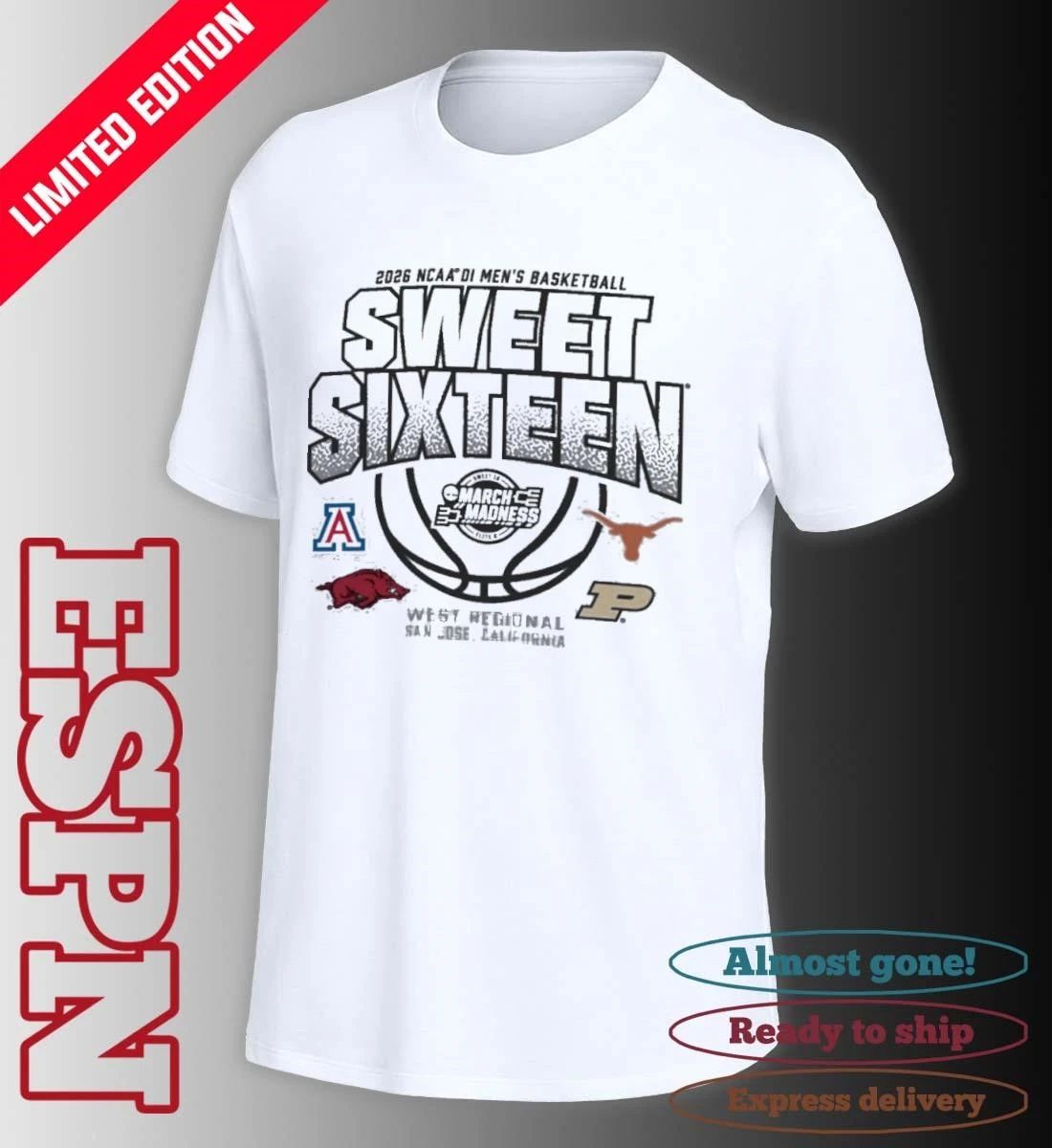 West Regional 2026 NCAA DI Men’s Basketball Sweet Sixteen T-Shirt