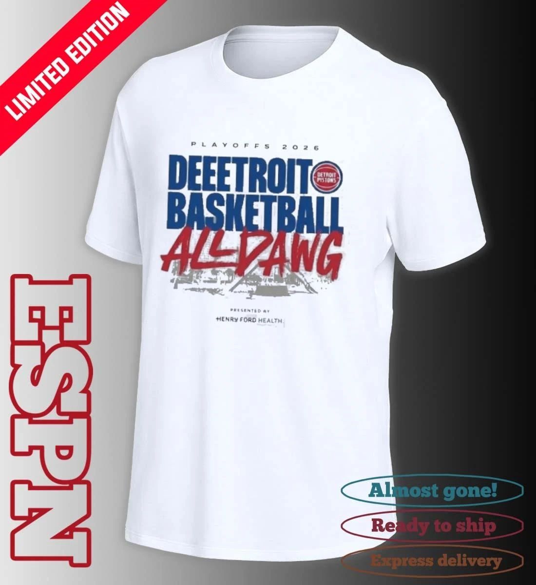 Detroit Pistons Deeetroit Basketball All Dawg 2026 Playoffs Game 1 Shirt