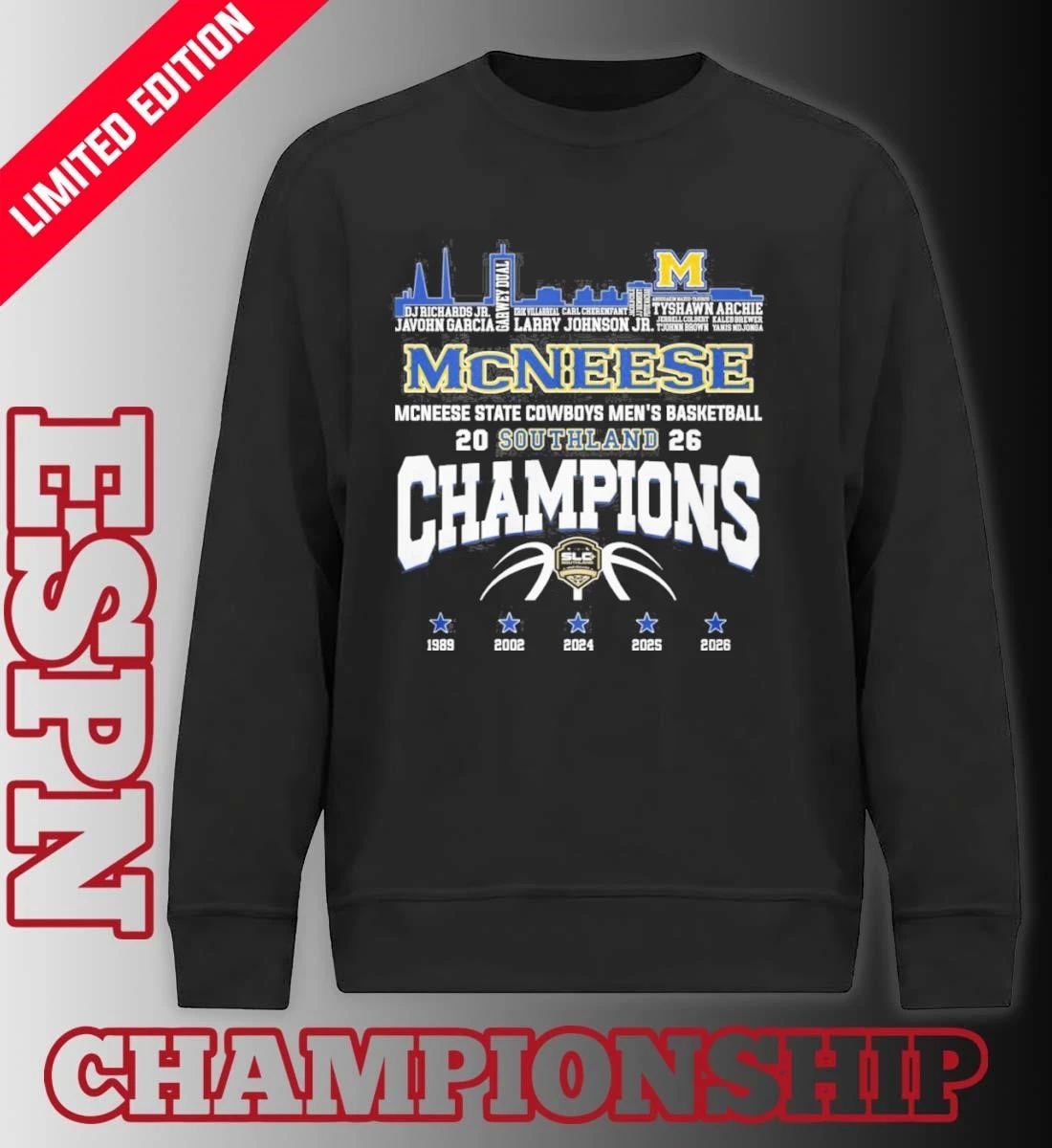 Mcneese State Cowboys Skyline Player Name Southland Men’s Basketball Champions Shirt