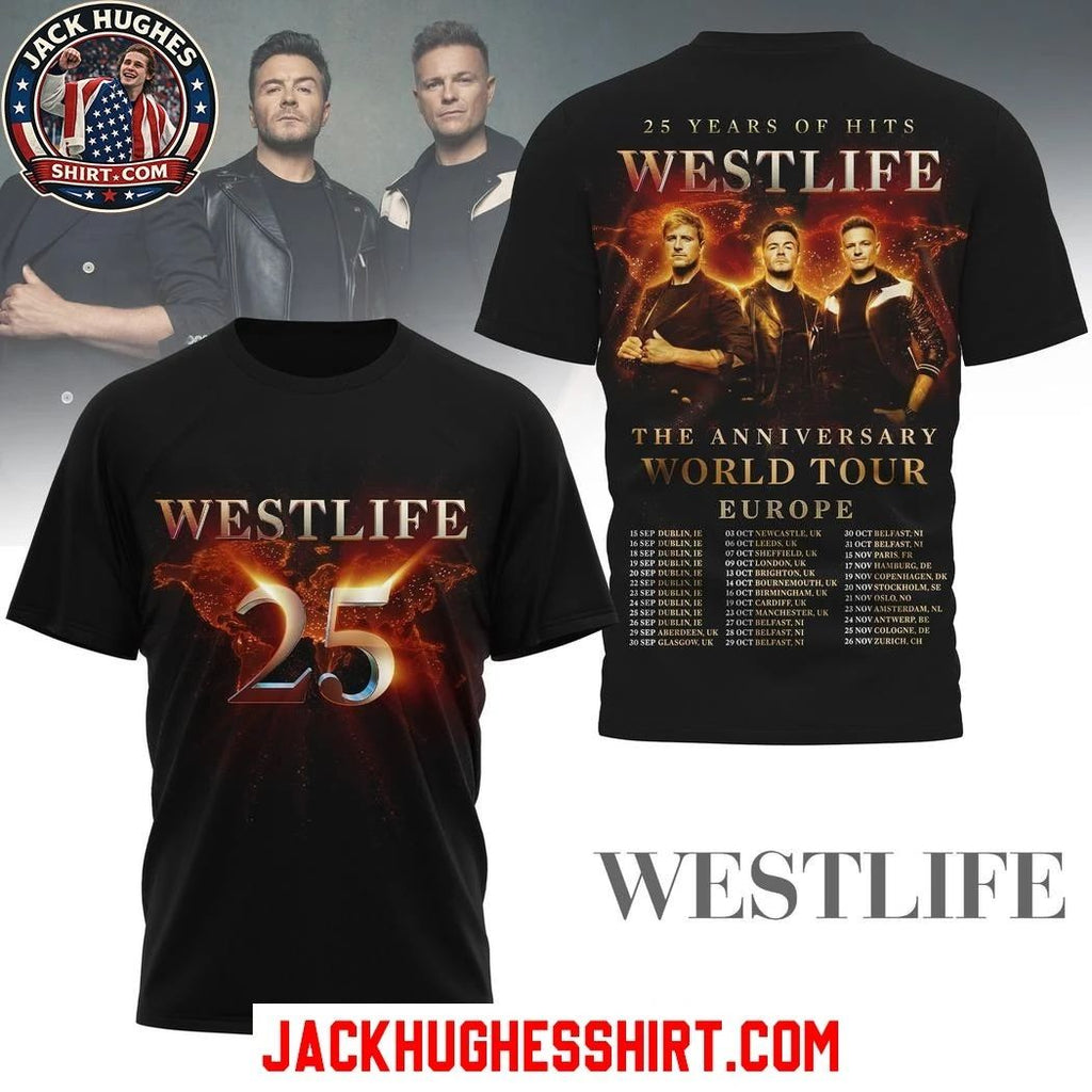 Westlife 25 Years Of Hits The Anniversary World Tour Europe 2026 T-Shirt