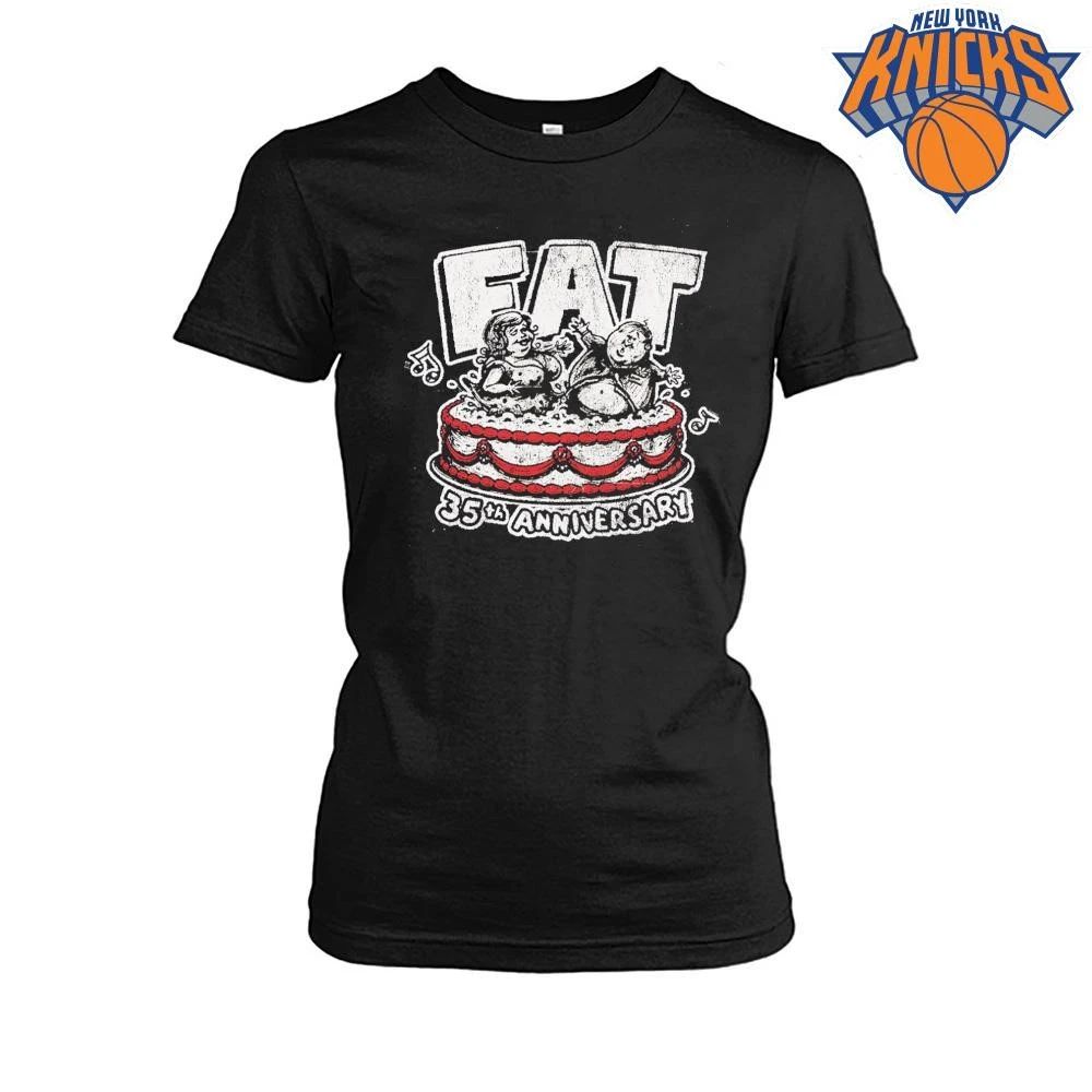Fat 35th Anniversary Retro Cake Celebrating Cartoon Style Shirt