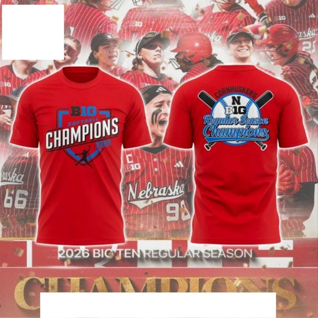 Nebraska Huskers 2026 B1G Softball Champions Logo Two Sided Shirt