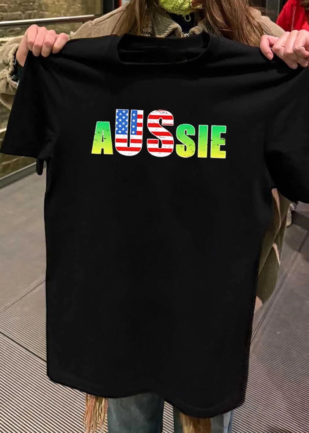 Aussie USA Flag Lettering shirt