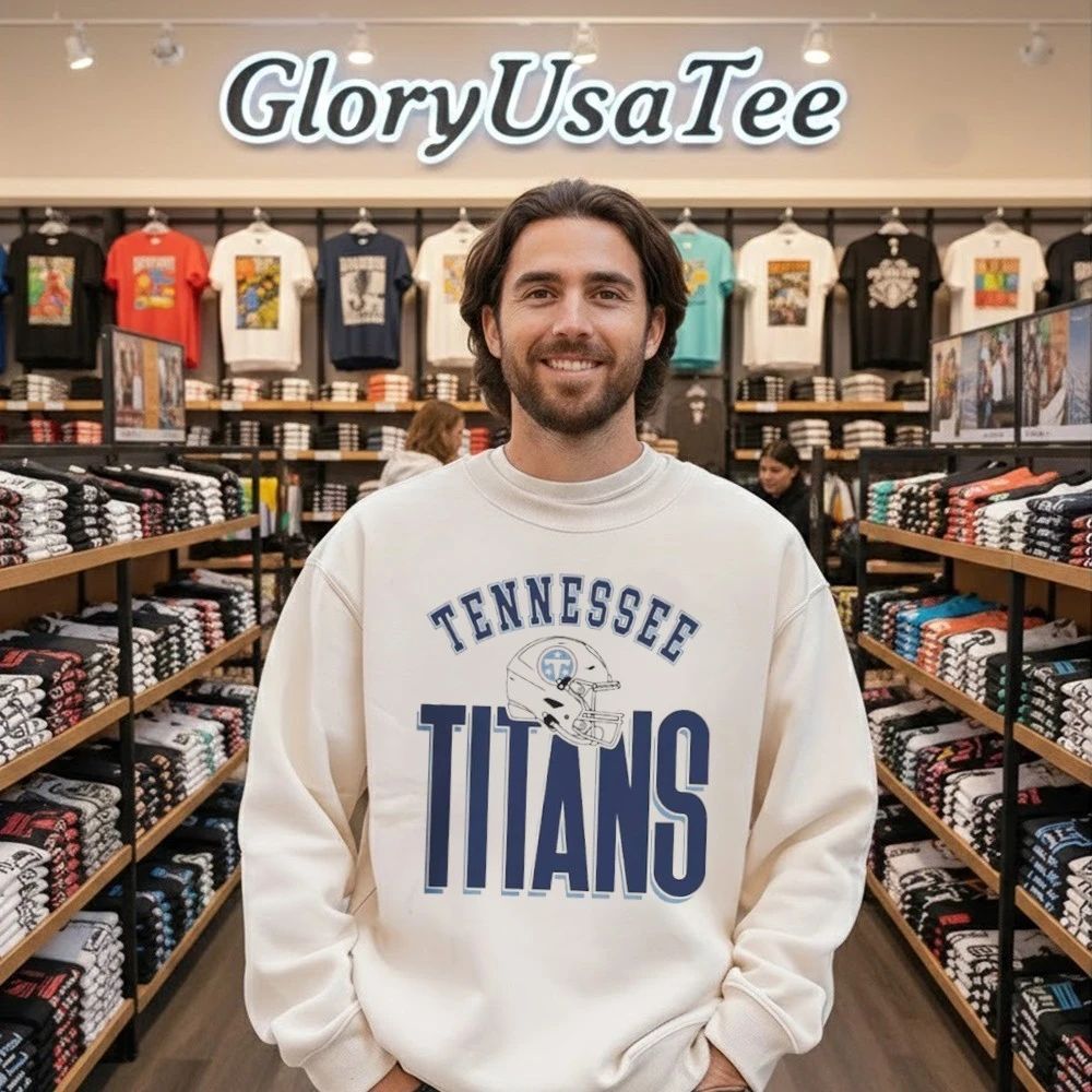 Tennessee Titans Merch New Logo Helmet Gameday Couture Fierce Focus Relaxed Fit Shirt