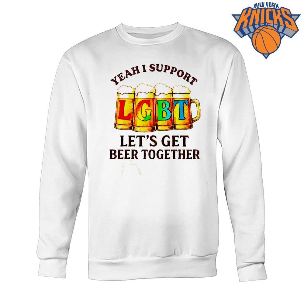 I Support LGBT Let’s Get Beer Together funny rainbow beer mugs shirt