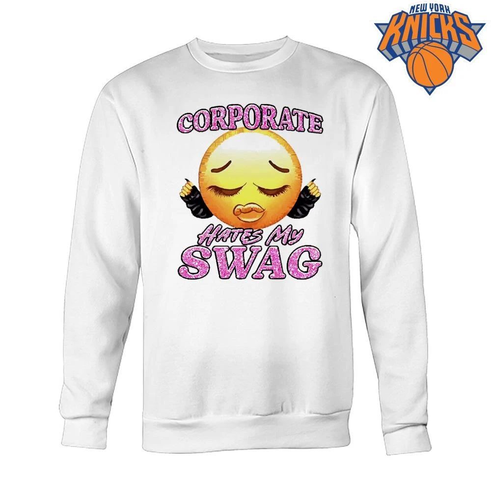 Corporate Hates My Swag Funny Sassy Y2K Emoji Meme Shirt