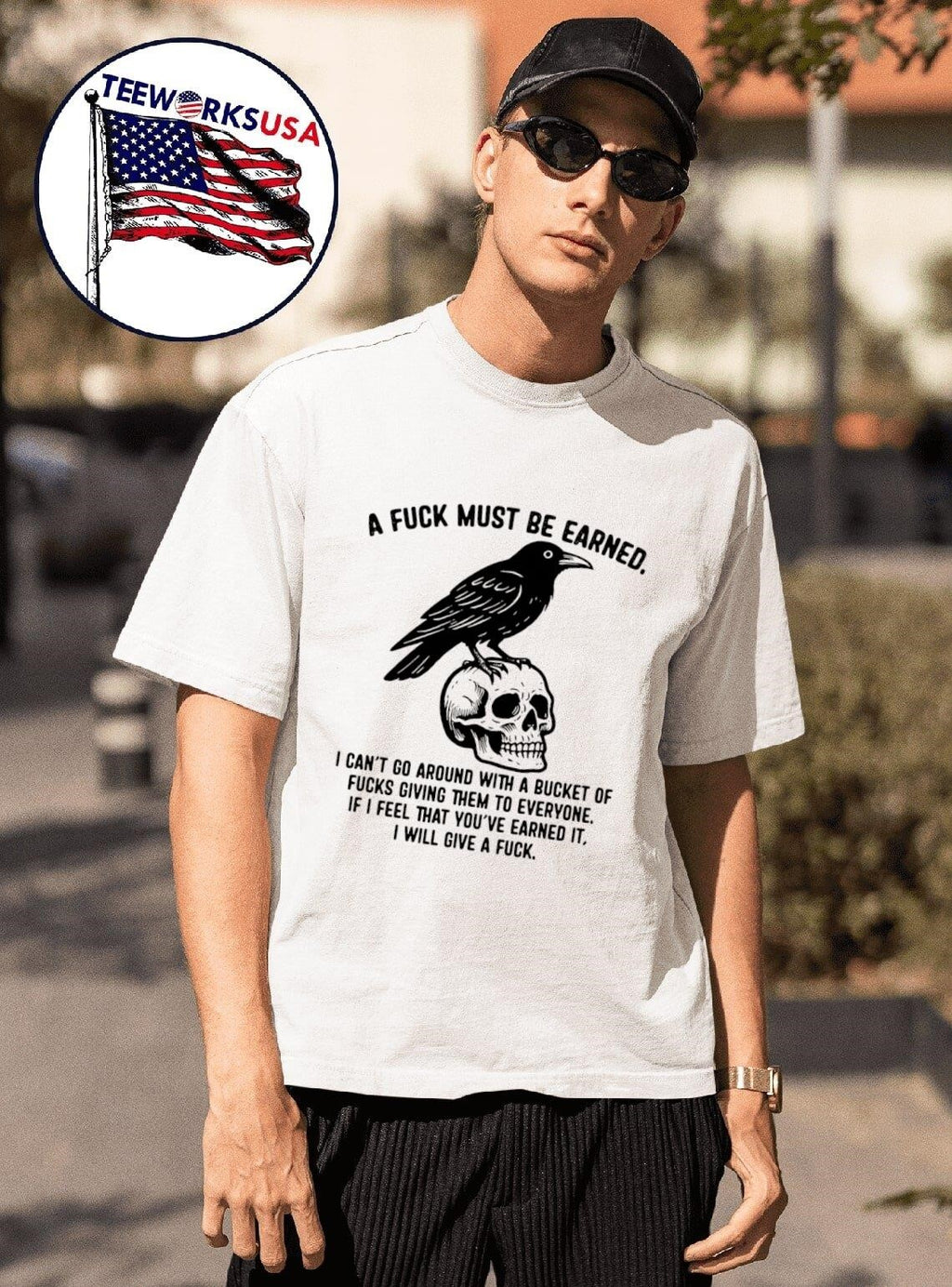 A Fuck Must Be Earned I Cant Go Around with a Bucket of Fucks Giving Them to Everyone Crow Skull Shirt
